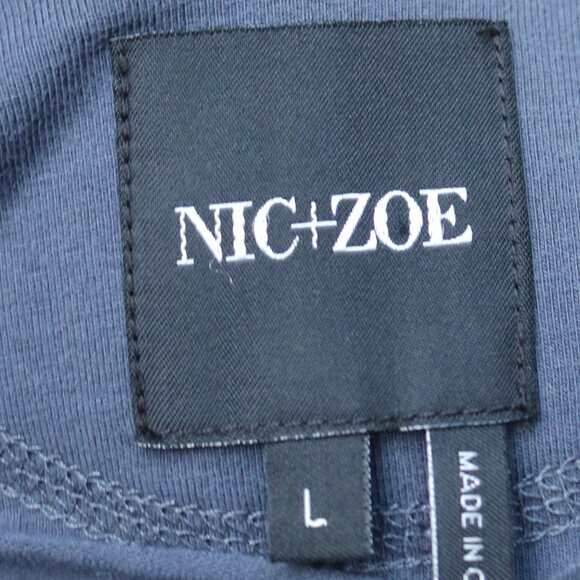 Nic + Zoe Slate Blue Knit Cotton Blend 1 Button Cardigan Blazer Jacket Sz LARGE - Picture 8 of 9